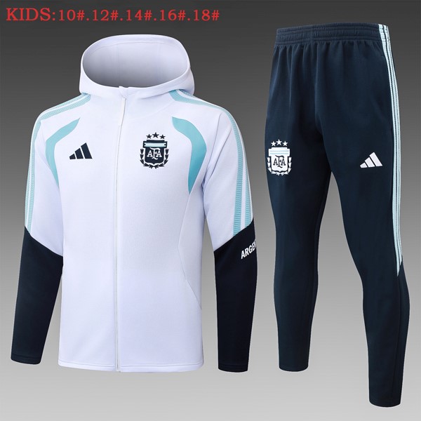 Ninos Chandal Con Capucha Argentina 2026-2027 Blanco 3
